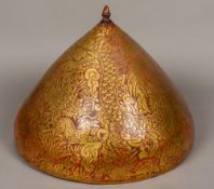 A large Eastern/Oriental lacquered cover Of domed form,