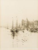 ROLAND LANGMAID (1897-1956) British (AR) Shipping on the Thames Limited edition etching,