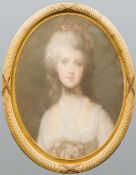 ENGLISH SCHOOL (19th century) Portrait of a Lady Pastels, oval framed and glazed. 22.5 x 28 cm.