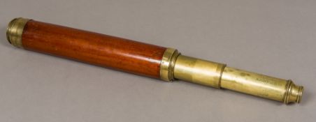 A 19th century night or day two draw brass and mahogany telescope by A Barnaschina,