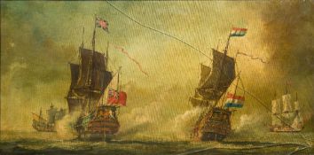 ENGLISH SCHOOL (late 19th/early 20th century) 17th Century Naval Battle Oil on canvas,