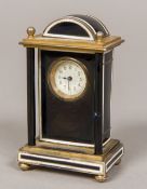 A Continental 935 silver and enamel desk clock Of domed form,