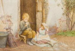 CHARLES EDWARD WILSON (1854-1941) British Blowing Bubbles Watercolour, signed and dated 98,