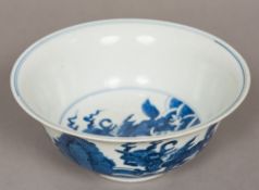 A high quality Chinese blue and white porcelain bowl With three qilin,