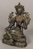 A Chinese cast bronze Buddhist deity Typically modelled on an integral plinth base. 20 cm high.