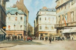 After GEORGE AYLING (1887-1960) British Parisian Street Scene Oil on board, bears signature,