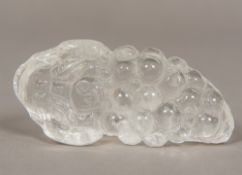 A Chinese carved rock crystal model of a toad Of typical form. 11 cm long.