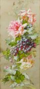 CATHARINA KLEIN (1861-1929) German Still Life of Roses With Grapes Watercolour and bodycolour,