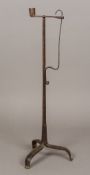 An 18th/19th century wrought iron rush light Of large proportions,