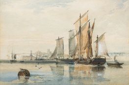 RICHARD PRINCIPAL LEITCH (1826-1882) British Fishing Boats Off Margate Watercolour and bodycolour,