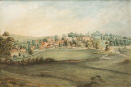 ENGLISH SCHOOL (19th century) Country House and Other Dwellings in a Rural Landscape Coloured print,