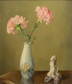 JAMES NOBLE (1919-1989) British (AR) Carnations and Figure Oil on canvas, signed,