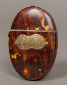 A Victorian unmarked gold mounted tortoiseshell vesta case - WITHDRAWN