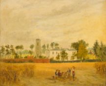 ALFRED HAMMOND (19th century) British View of Horstead Rectory and Church Oil on board, signed,