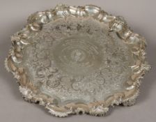 A large George IV silver salver, hallmarked London 1829,