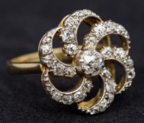 An antique 18 ct gold diamond set openwo