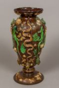 A 19th century majolica vase