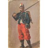 CONTINENTAL SCHOOL (19th/20th century) French Soldier Oil on canvas board, in associated frame.