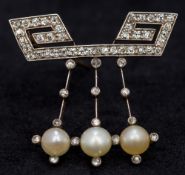 An Art Deco unmarked gold, diamond and p