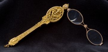 A pair of German 8 ct gold cased lorgnet