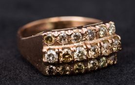 An antique unmarked gold diamond set rin