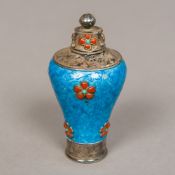 A Chinese unmarked silver and enamelled