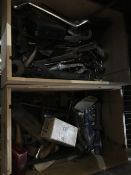 A box of vintage tools, some branded such as BSA,