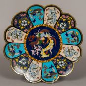 A cloisonne plate of lobed form