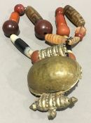 A Tibetan necklace with agate beads