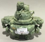 A Chinese jade lidded censer