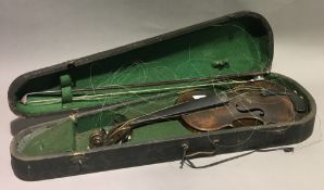 A 19th century violin and bow,