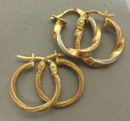 Two pairs of 9 ct gold earrings
