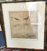 KATHERINE CLAYTON, Redshanks etching, signed,