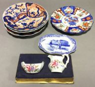 A quantity of Imari plates and other china.