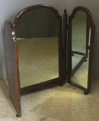 A mahogany framed triptych mirror