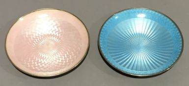 A pair of Norwegian silver and enamel pin dishes (113 grammes)