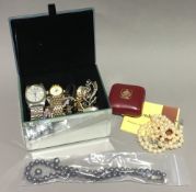 A quantity of costume jewellery, watches and cufflinks,