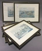 A set of six hunting prints