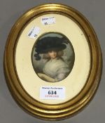 A portrait miniature print of a lady