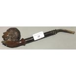 A Victorian meerschaum pipe formed as a gentleman's head