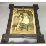 A large vintage Tramp Art frame