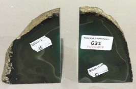 A pair of mineral bookends