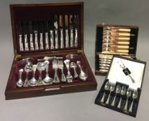 A canteen of silver plated King's pattern flatware and other plated flatware