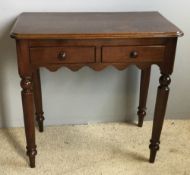 A Victorian mahogany two drawer side table