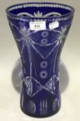 A Bohemian blue glass vase