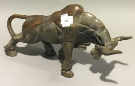 A bronze model of a bull