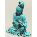 A Chinese turquoise figure of Guanyin,