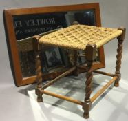 A barley twist stool and a hanging mirror