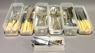 A quantity of plated cutlery, etc.