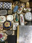 A collection of various pill boxes, compacts, etc.